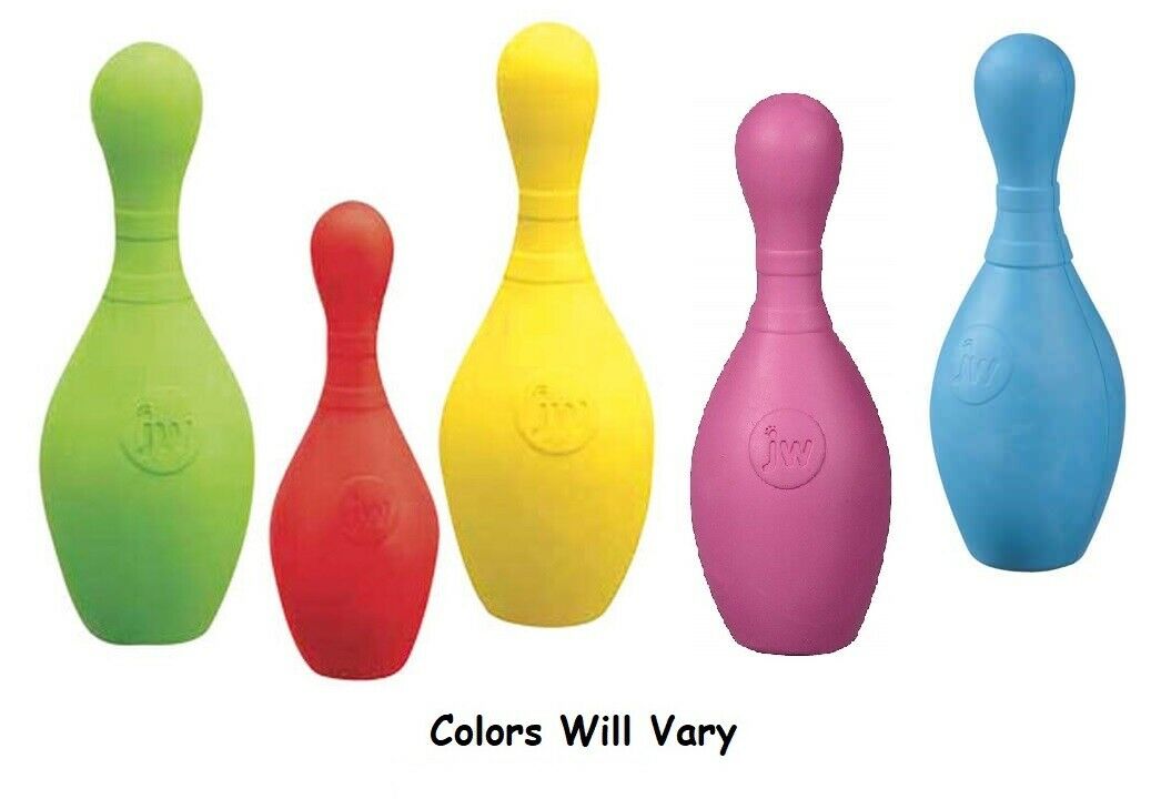 Bowling Pin Dog Toys Squeaky Rubber Bouncing Rolling Fetch Play 7