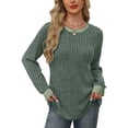 thumbnail image 3 of Camisas de Larga para Mujer, Suéteres, Conjuntos de Otoño, Bloques de Color, Ropa de Invierno, Elegantes, Informales, Suaves. Verde M, 3 of 7