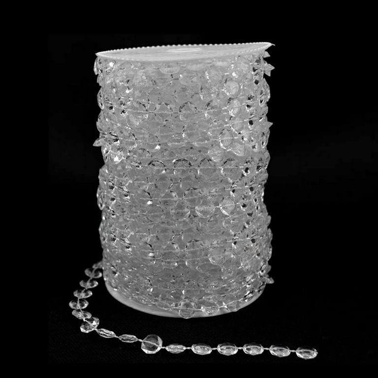 Jishi 99ft Crystal Beads Garland Strand, Iridescent Clear Acrylic Diamond  Beads String Roll for Crafts, Beaded Curtains, Wedding Party Decorations