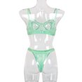 thumbnail image 3 of Encaje sexy conjunto de ropa interior sujetador ropa interior regalo para mujer, verde menta, L 2 piezas Sweethay XX000054-47, 3 of 7