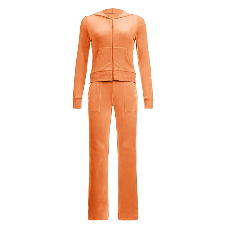 XFLWAM Women's Velour Tracksuit 2 Piece Outfits Long Sleeve
