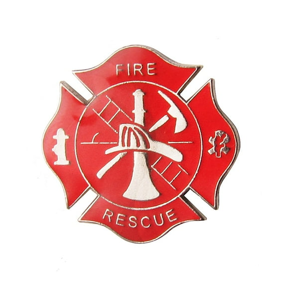 Fire Dept Maltese Cross Firefighter Collar Lapel Scramble Pin Tie Tack FF Gift