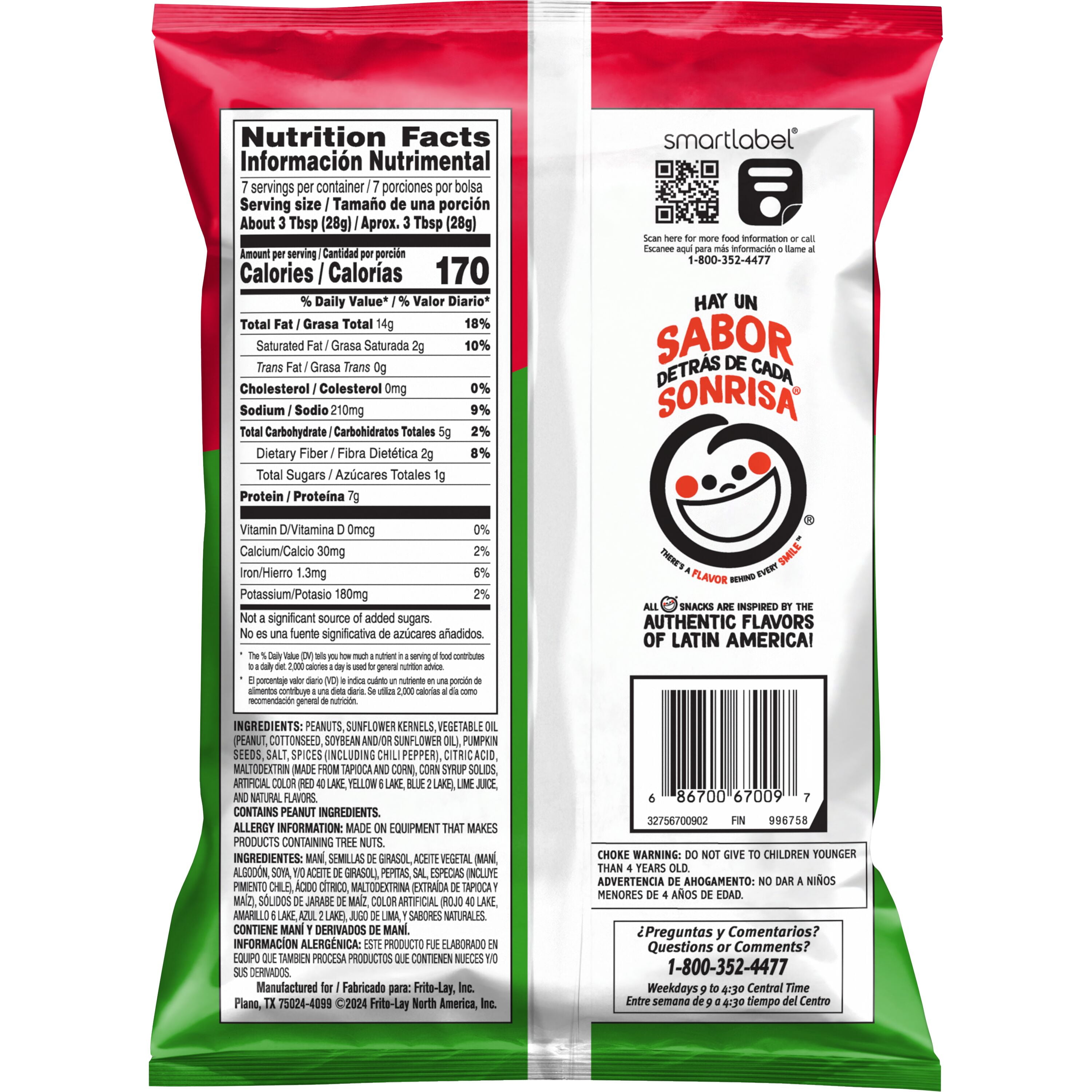 (12 pack) Sabritas Snacks Mexican Style Mix Chile and Lime, 7 oz Bag