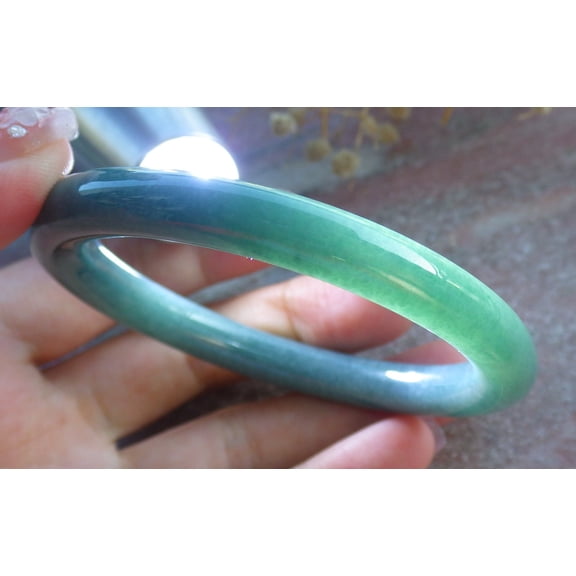 Green Natural A JADE Jadeite Circle Bangle Bracelet 55 mm 681480 TN