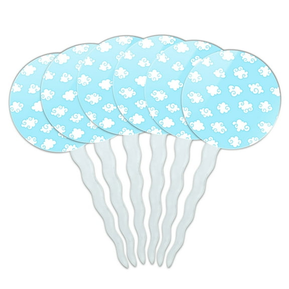 Cute Cloud Pattern Cupcake Picks Toppers Decoration Set of 6