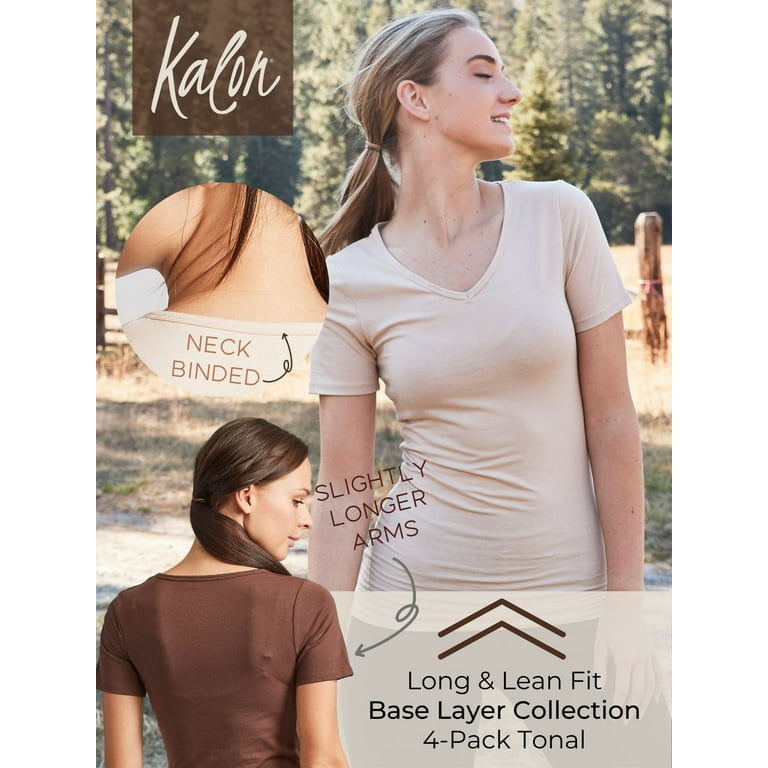 Kalon Women 4-Pack V-Neck T-Shirt Base Layer