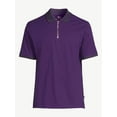 thumbnail image 5 of Free Assembly Men's Tipped Stretch Pique Zip Polo Shirt with Short Sleeves, 5 of 6