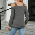 thumbnail image 4 of GigrtiJin Womens Cold Shoulder Tops Cut out Neck Long Sleeve Solid Color Shirts off Shoulder Casual Tunic Top Blouse, 4 of 8