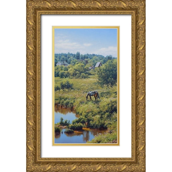 Adamov, Alexey 15x24 Gold Ornate Wood Framed with Double Matting Museum Art Print Titled - Etude near Village Nikolayaevka