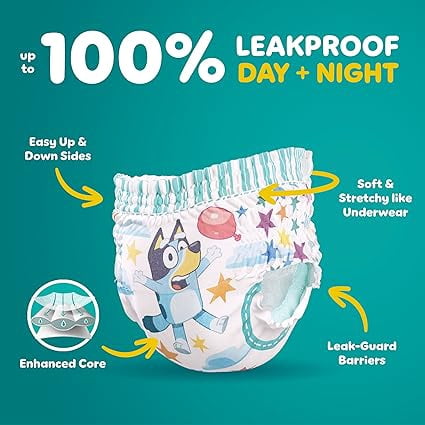 Pampers Training Pants - Easy Ups Boys & Girls Bluey - Size 2T-3T, 25 Count, Children's Potty Underwear (2 Pack)