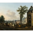 thumbnail image 2 of Gerrit Berckheyde 23x20 Black Ornate Framed Double Matted Museum Art Print Titled: A Hunting Party Near the Hofvijver in the Hague, Seen from the Plaats (C. 1690), 2 of 5