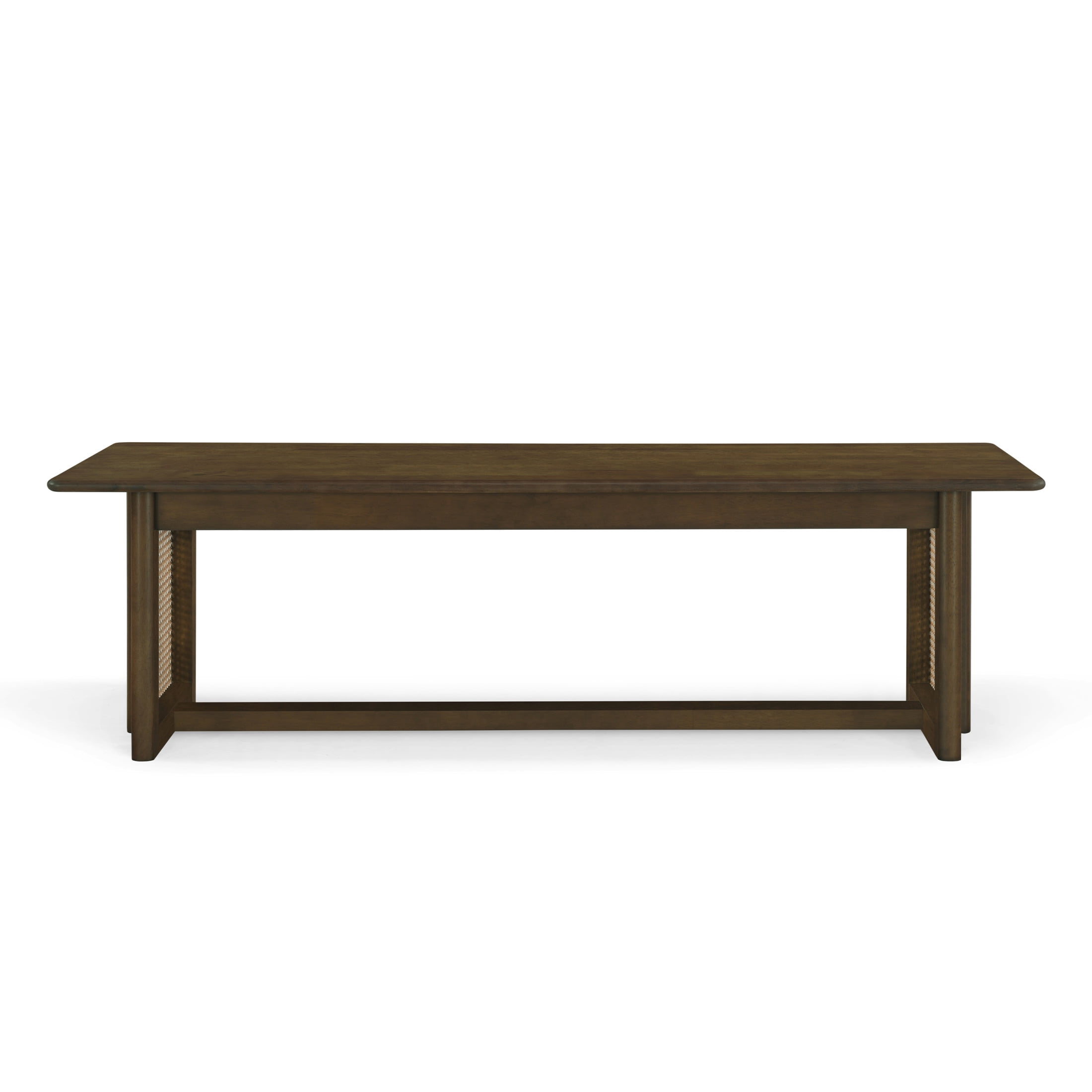 Christopher Knight Home 59" Bohemian Rubberwood Dining Bench with Plastic Rattan Accents, Walnut