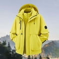 thumbnail image 2 of Mens Outerwear Jackets Pure Color Fake Two Layers Drawstring Hooded With Pockets Straight Jacket,Yellow,XS, 2 of 4