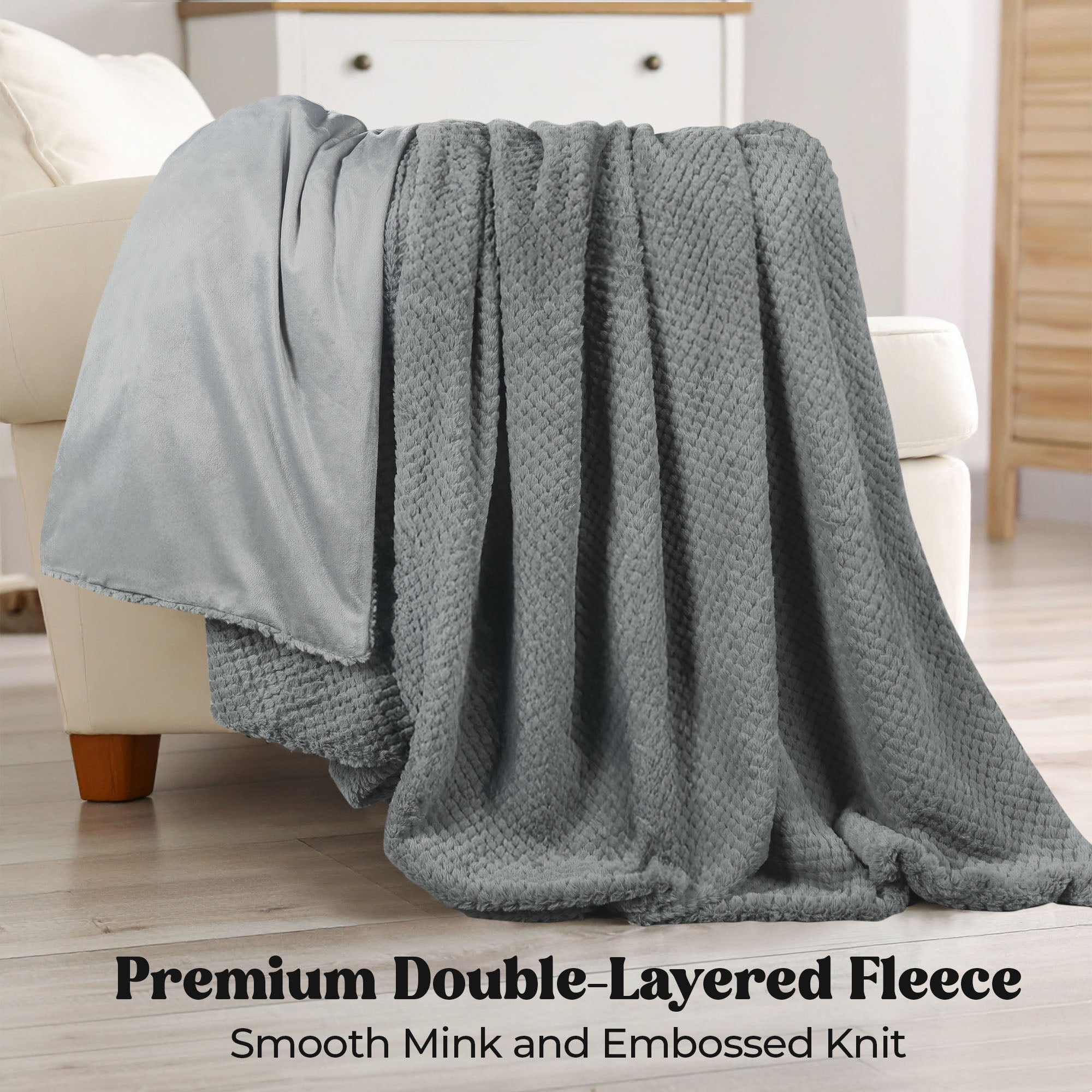 Superior Victoria Ultra-Soft Fluffy Fleece Blanket, King Size, Grey
