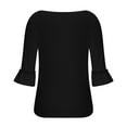 thumbnail image 5 of Womens O Neck T Shirts Casual Puff Sleeve Loose Dressy Blouses Summer Tops Womens Solid Tee Shirts Shirts for Women Long Sleeve Turtle Neck Tee Long Sleeve Polyester T Shirt Women Athletic T Shirt, 5 of 5