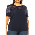 thumbnail image 6 of Women's Plus Size Classic Solid Top with Lace Accent - Casual and Elegant, 6 of 6