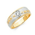 thumbnail image 2 of 14k Two Tone Gold CZ Slanted Channel Wedding Ring Trio Set Bride & Groom, 2 of 2