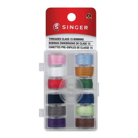 UPC: 0075691214951 | Singer Multi-Color Bobbins – Class 15 Drop-In Bobbin  Plastic And Polyester (12 Pack)