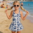 thumbnail image 3 of DISNIMO Palm Tree Print Girl One Piece Swimsuit Kids Sleeveless Swimwear Skirted Soft U Neck Bathing Suit Quick Dry Swim Dress 3-4Y, 3 of 8