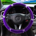 thumbnail image 1 of Funda para volante de coche de felpa con imitación de diamante para mujer, sin anillo interior, banda elástica, funda para manillar, 1 of 6