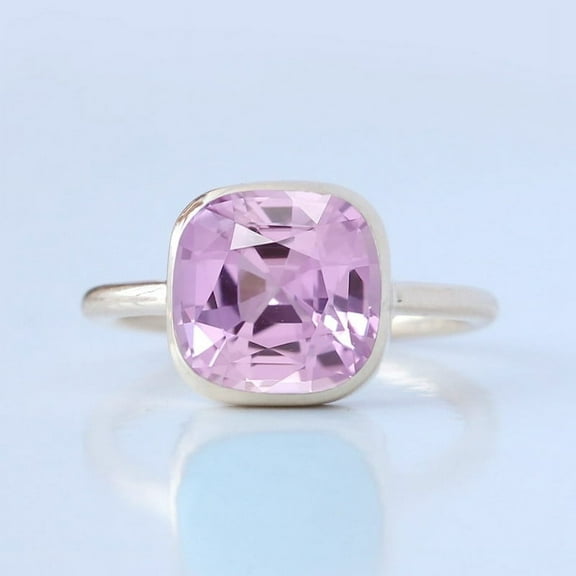 Cushion Cut Arizona Pink Sapphire Ring, Anniversary Ring, 925 Sterling Silver Solitaire Ring, Minimalist Ring, Bezel Set Ring, Stackable Ring