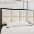 thumbnail image 4 of CREATIVE HOBBIES Bed Frame, Faux Leather Platform Bed Frame with Upholstered Square Stitched Headboard, Metal Bed Frame with Steel Slats Support, Box Spring Optional, Easy Assembly, 4 of 8