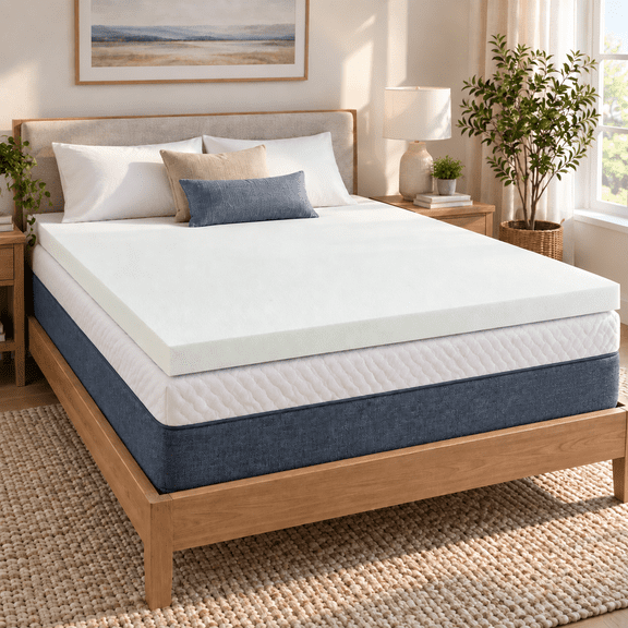 SleepJoy 2-Inch CryoGel with Titanium Memory Foam Mattress Topper, Queen