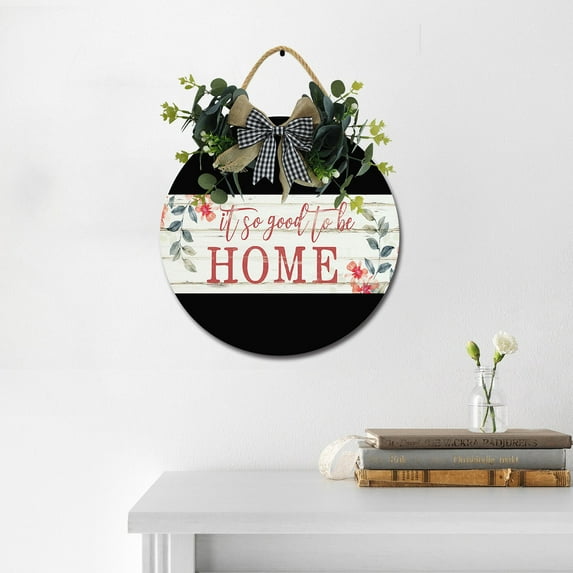 Eveokoki It's So Good To Be Home Wooden Front Door Sign Rustic Round Wreath Wall Hanger Porch Decor Spring and Summer Farmhouse Decoration Housewarming Gift 11 Inches