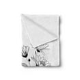 thumbnail image 2 of Daisy Soft Flannel Fleece Throw Blanket, Sketch Style Composition of Flowers and Butterfly Monochrome Flora and Fauna, Cozy Plush for Indoor and Outdoor Use, 60" x 80", Black and White, by Ambesonne, 2 of 5