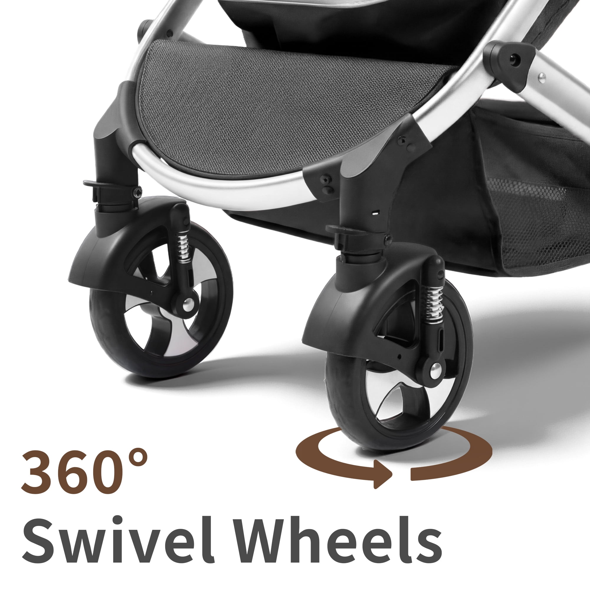 AILEEKISS 3-in-1 Convertible Baby Stroller with Big Seat and Adjustable Canopy, 24 Pounds, Black Silver