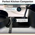 thumbnail image 3 of Nottadrip Silicone Spoon Rest for Stove Top - Kitchen Spoon Rest for Countertop, Ladle Holder, All in 1 Serving Station, Elevate Handles, Drip to Tray, Mess Free - 3PC Set No Trivet - Black, 3 of 5