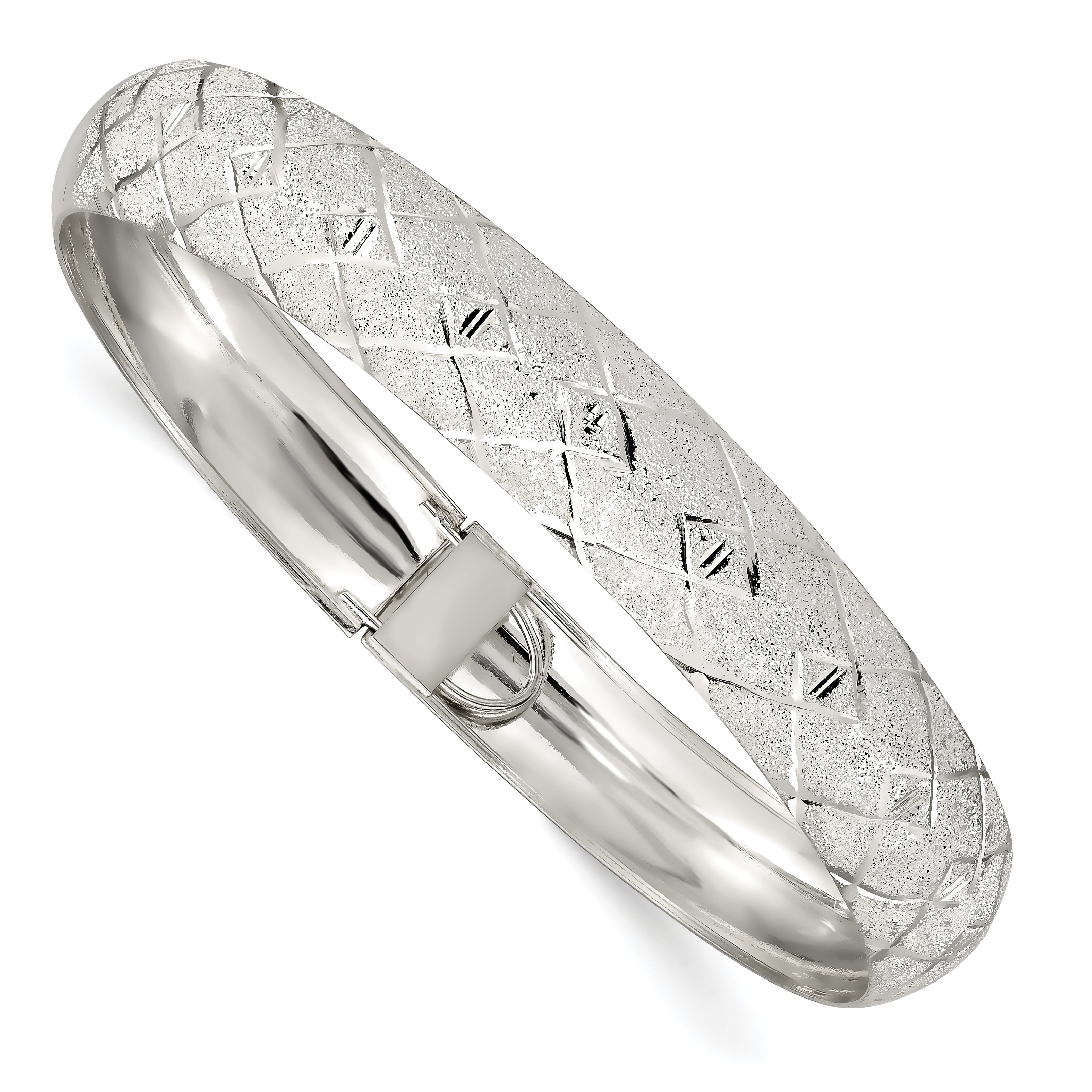925 Silver Diamond Accent MOM Flex Bangle Bracelet 