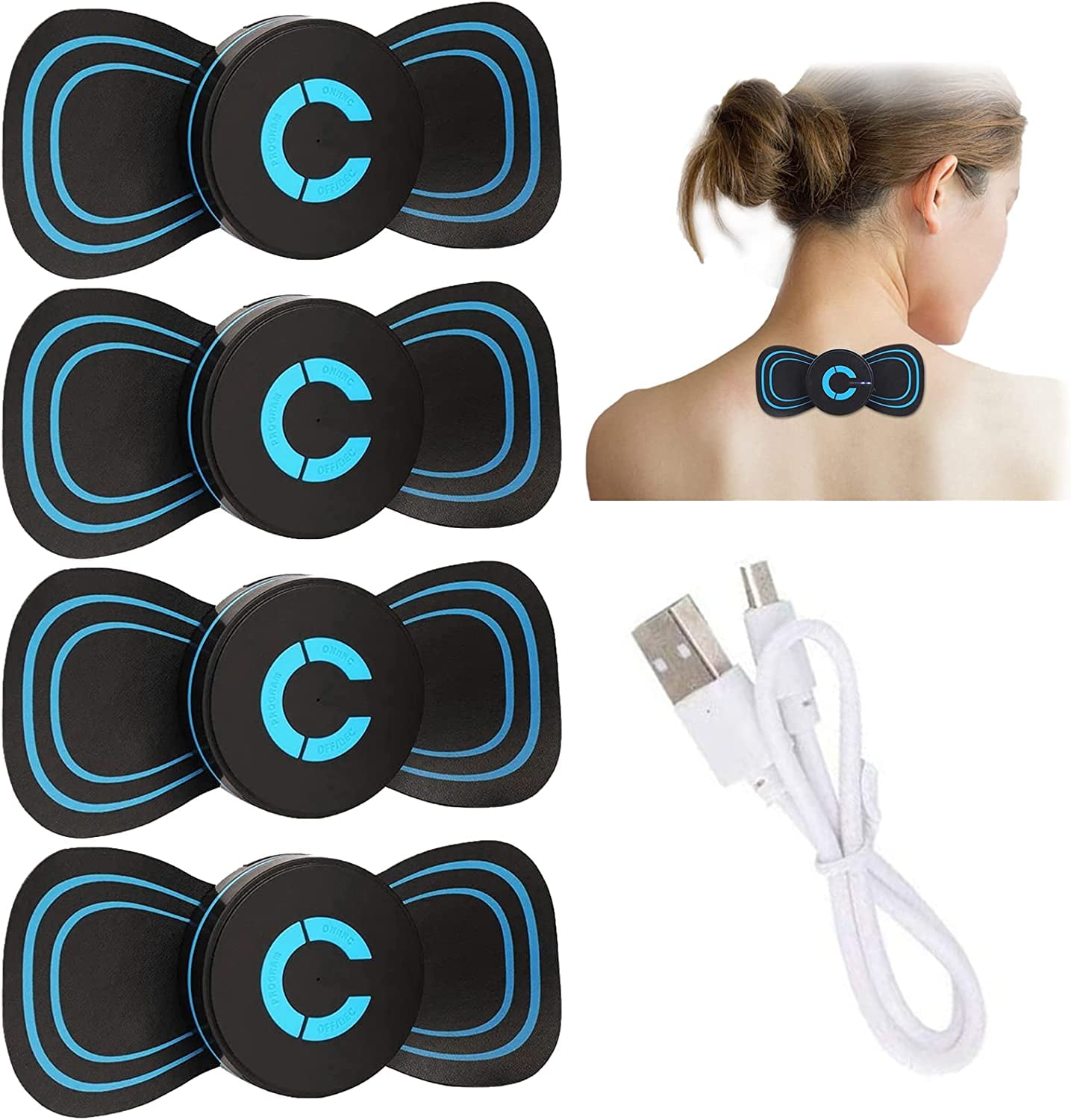 Neck Massaging Patch With Vibration And Heat Function, Full Body Chargeable  Portable Mini Ems Pulse Massager For Home And Travel Use