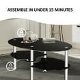 thumbnail image 5 of Costway Tempered Glass Oval Side Coffee Table Shelf Chrome Base Living Room Black, 5 of 9