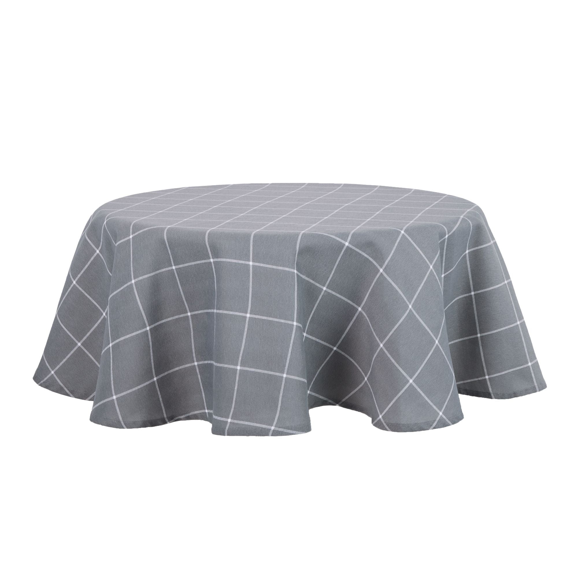 (2 pack) Mainstays Windowpane Round Tablecloth, Gray, 70 in