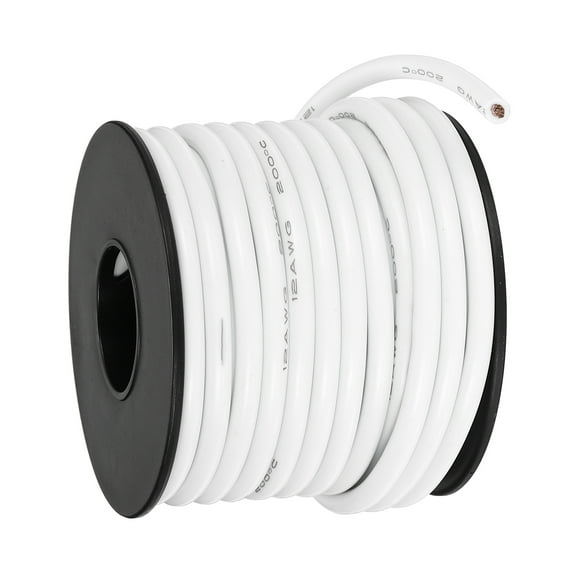 Uxcell 12 AWG Flexible Silicone Wire 9m/30ft Tinned Copper Electrical Wire White