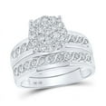 thumbnail image 2 of Solid 10K White Gold His and Hers Trio Three Rings Set Real Natural Diamond Cluster Matching Rings Wedding Band Set 3/4 Carat ( .81 Cttw ) - (L = 5.5, M = 11), 2 of 6