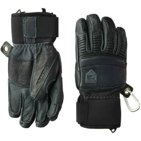 Hestra Mens Ski Gloves: Fall Line Winter Cold Weather Leather 3-Finger Mittens Grey