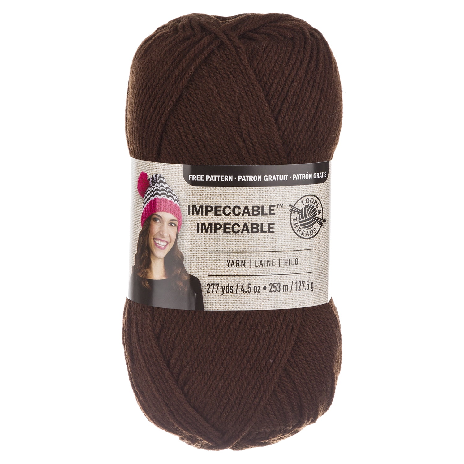 Loops & Threads Impeccable Solid Yarn - Solid Yarn for Knitting, Crochet, Weaving, Arts & Crafts - Chocolate Brown, Bulk 18 Pack
