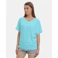 thumbnail image 2 of Womens Short Sleeve V Neck Dolman Tops with Side Shirring Loose Fit Shirts, 2 of 4