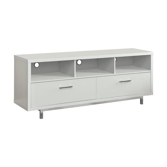 JERFIT 60 inch Modern TV Stand with Drawers for Living Room, White Entertainment Center with Storage Shelves, Wood TV Console Table