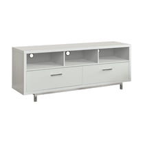 JERFIT 60 inch Modern TV Stand with Drawers for Living Room, White Entertainment Center with Storage Shelves, Wood TV Console Table