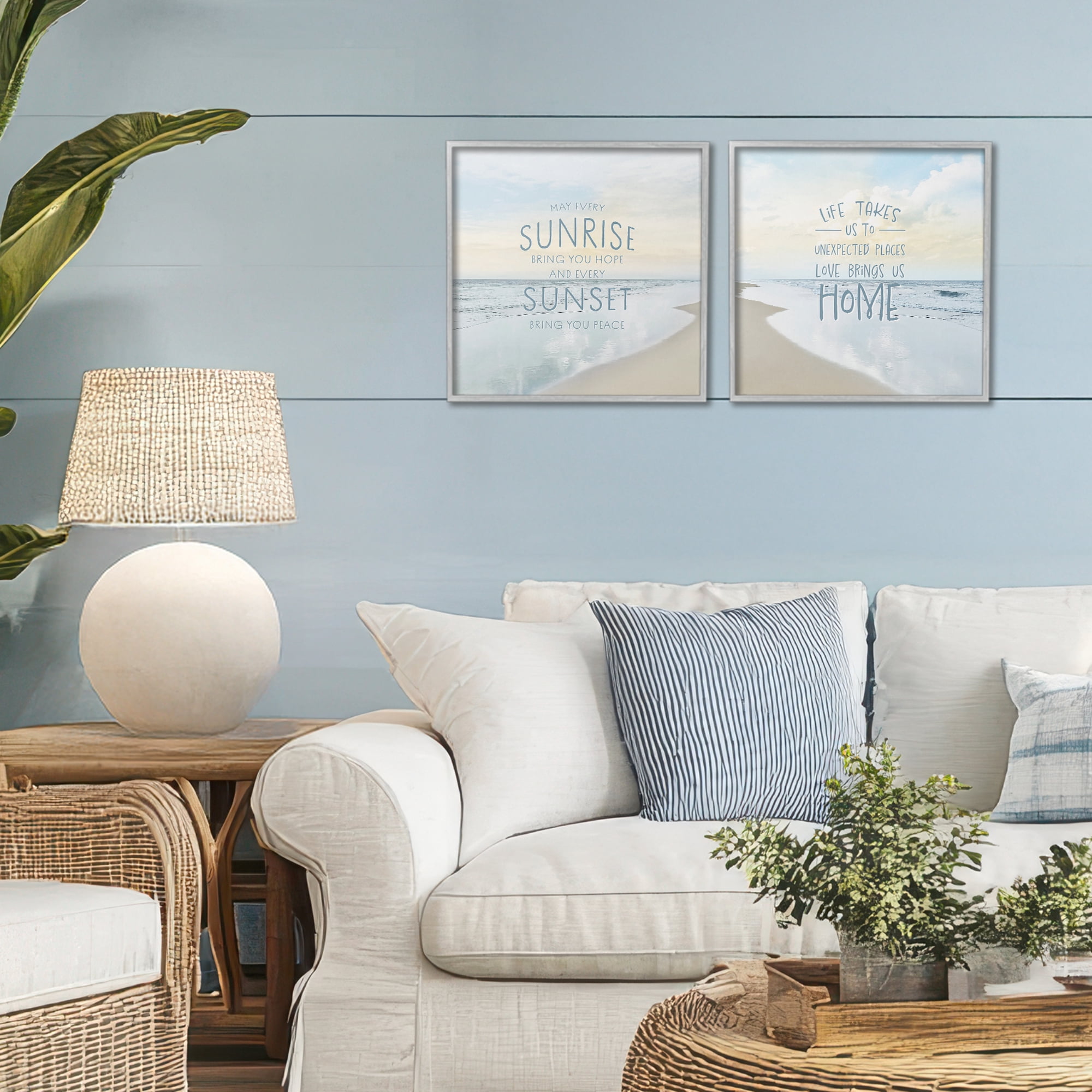 Stupell Industries Beautiful Beach Inspirations 2 Piece Gray Framed Giclee Art Set, design by Natalie Carpentieri