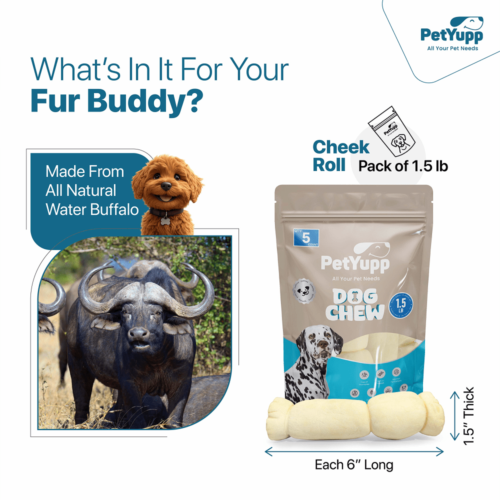 PetYupp Beef Cheek Rolls 6 Inch Dog Chew Treats 5 Count