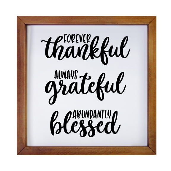 Inspiring Modern Framed Shadow Box 7x7in - Forever Thankful Always Grateful