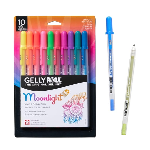 Sakura Gelly Roll Moonlight 06 Gel Pens - Fine Point Ink Pen for Journaling, Art, or Drawing - Assorted Fluorescent Ink - Fine Line - 10 Pack