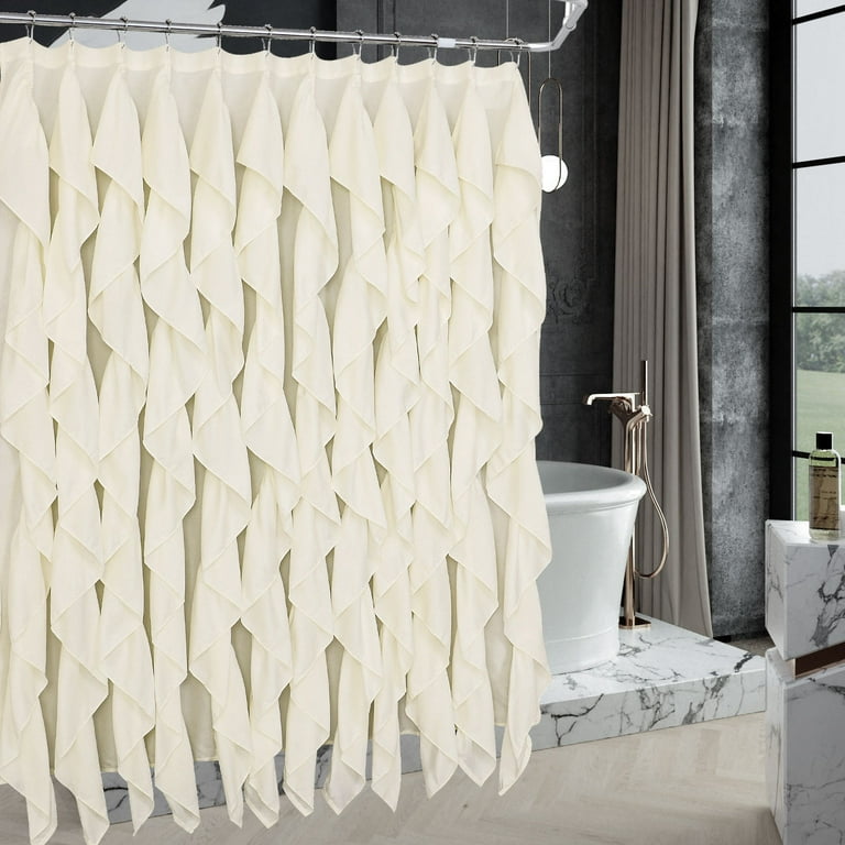 Extra Long Shower Curtains Shabby Chic Ruffled White Shower Curtain Cotton Shower  Curtains Farmhouse Bathroom 