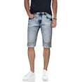 thumbnail image 1 of X RAY Men's Denim Shorts Frayed Hem Slim Look Stretch Jean Short for Men, Ripped Holes, 1 of 7