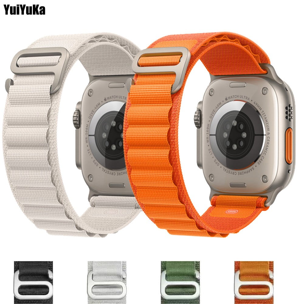 YuiYuKa Alpine Loop Strap For Apple Watch Bands 49mm 45mm 41mm 44mm 40mm Nylon Watchband Sport Bracelet Belt iwatch Series 3 5 SE 6 7 8 Ultra - starlight