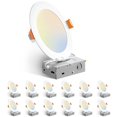 thumbnail image 1 of LEEYNEER 12 Pack 6 Inch Ultra-Thin LED Recessed Ceiling Light with Junction Box  1050LM Brightness  Dimmable Canless Wafer Downlight, 1 of 6